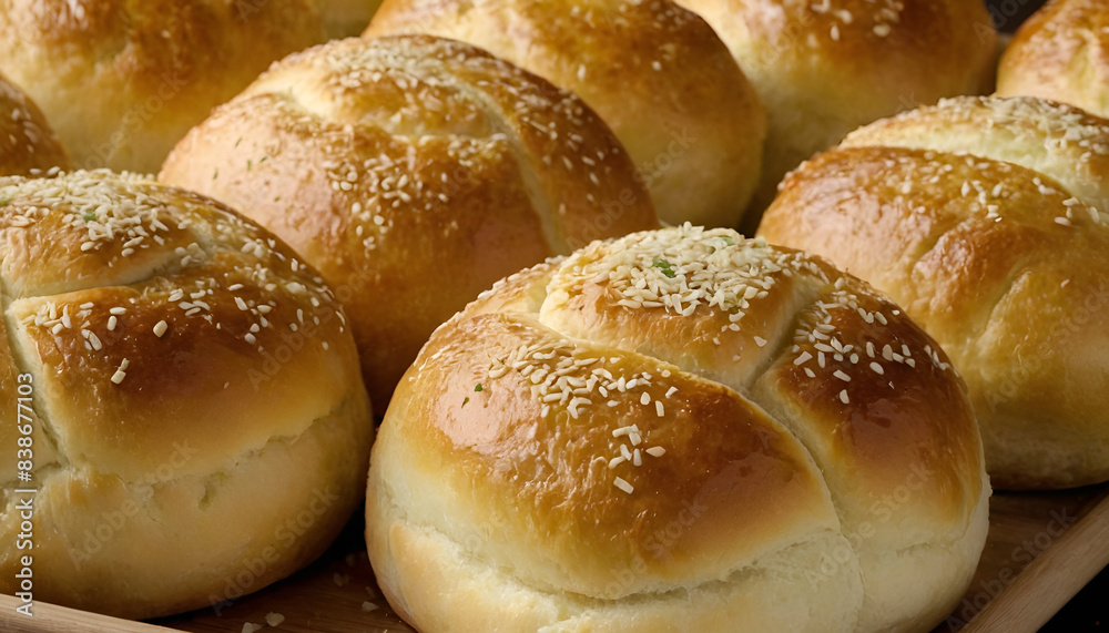 closeup of garlic parmesan dinner rolls closeup of garlic parmesan dinner rolls