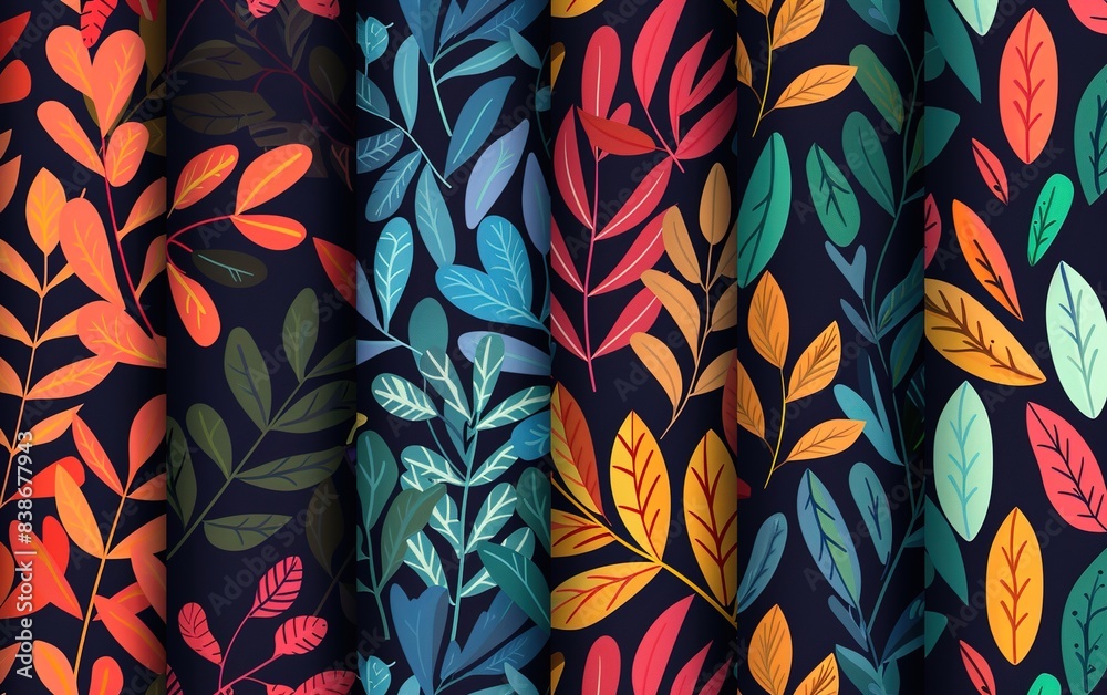 bright funny seamless patterns with abstract leaves bright funny seamless patterns with abstract leaves