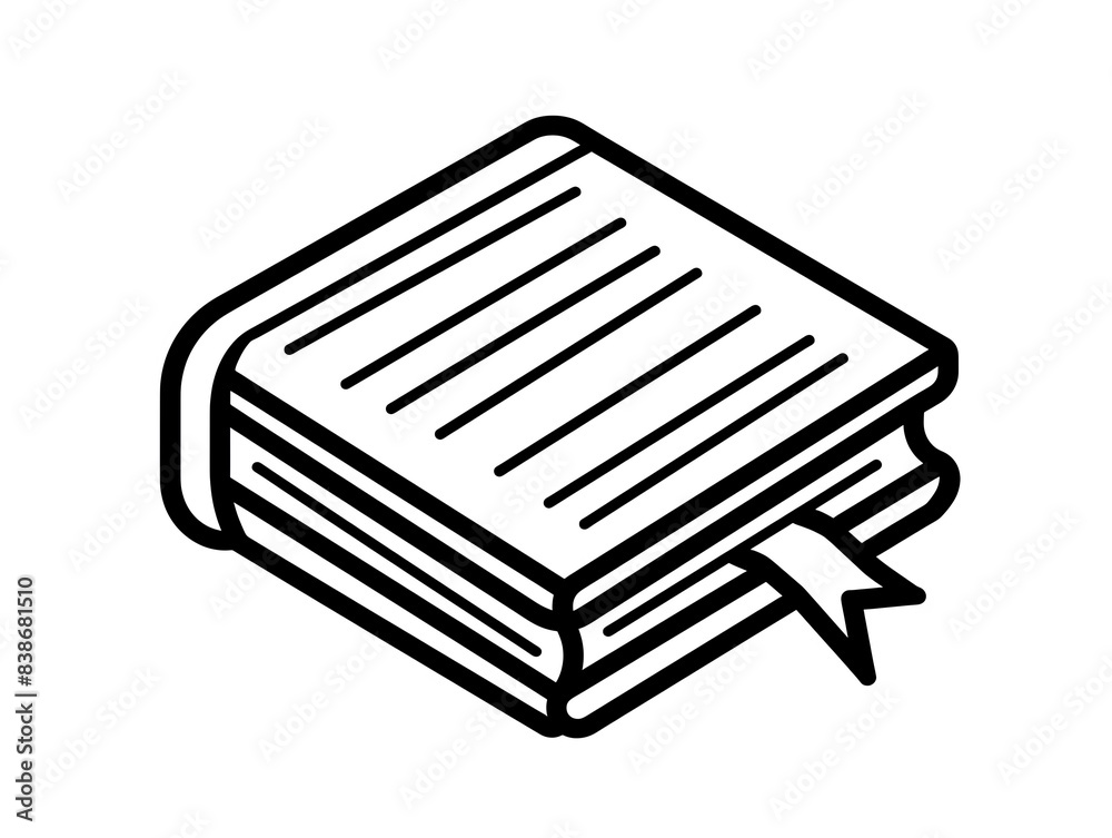 Simple line drawing of a closed book with a bookmark Simple line drawing of a closed book with a bookmark