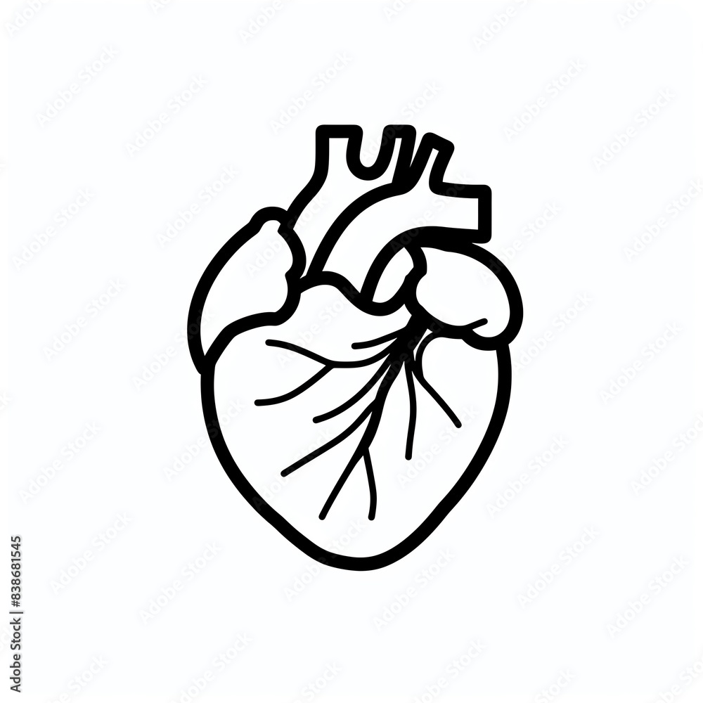 Simple line drawing of a human heart. Simple line drawing of a human heart.