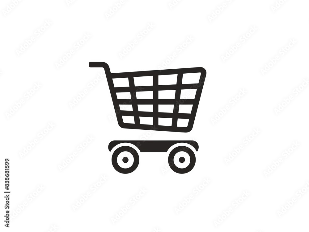 Simple black and white shopping cart icon. Simple black and white shopping cart icon.