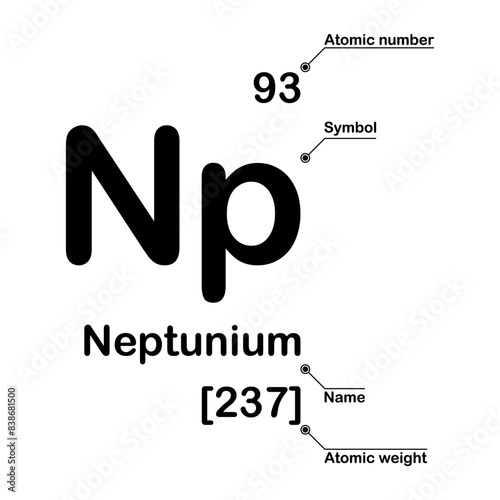 Neptunium chemical element. Atomic number, symbol, name and atomic weight