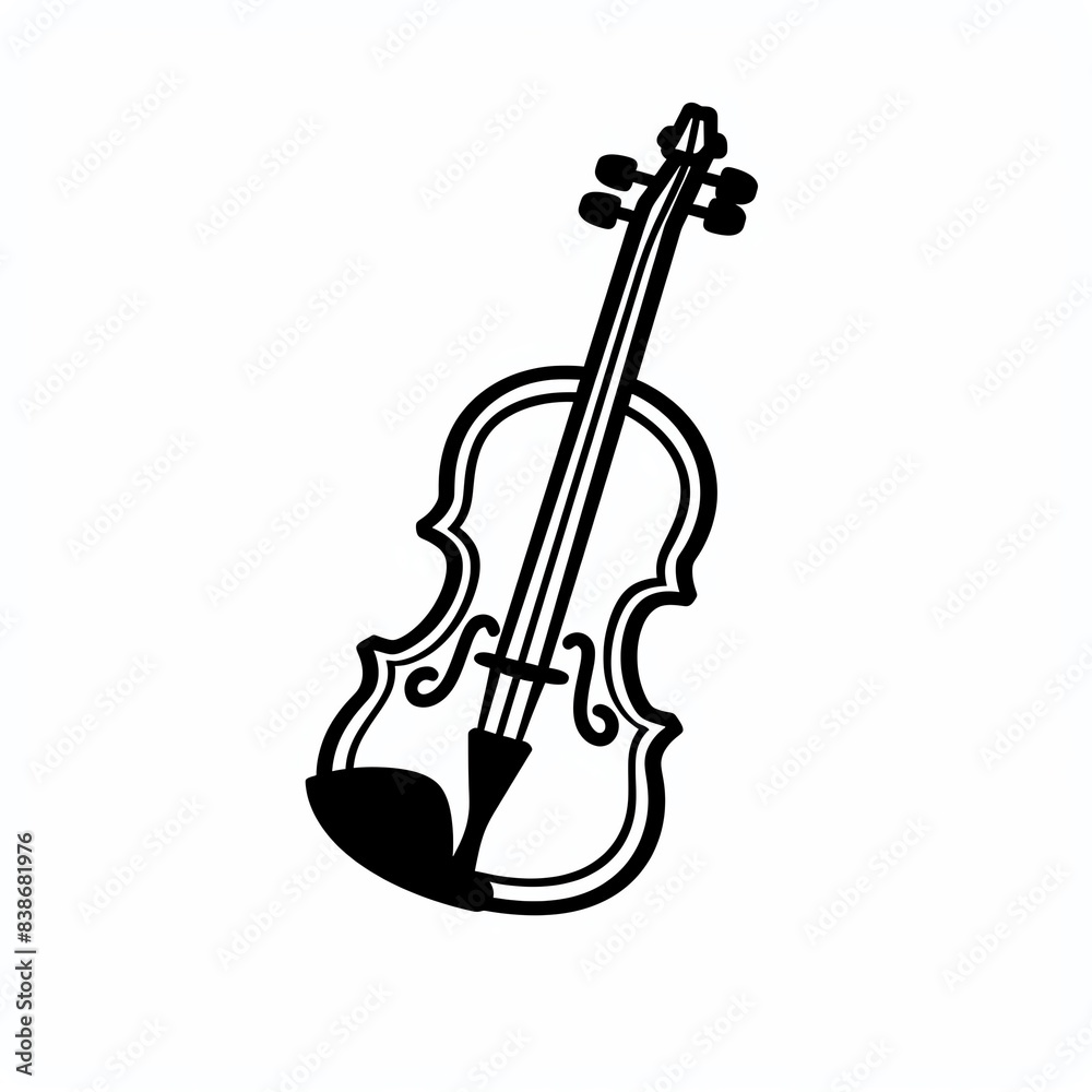Fototapeta premium Simple black and white violin illustration.