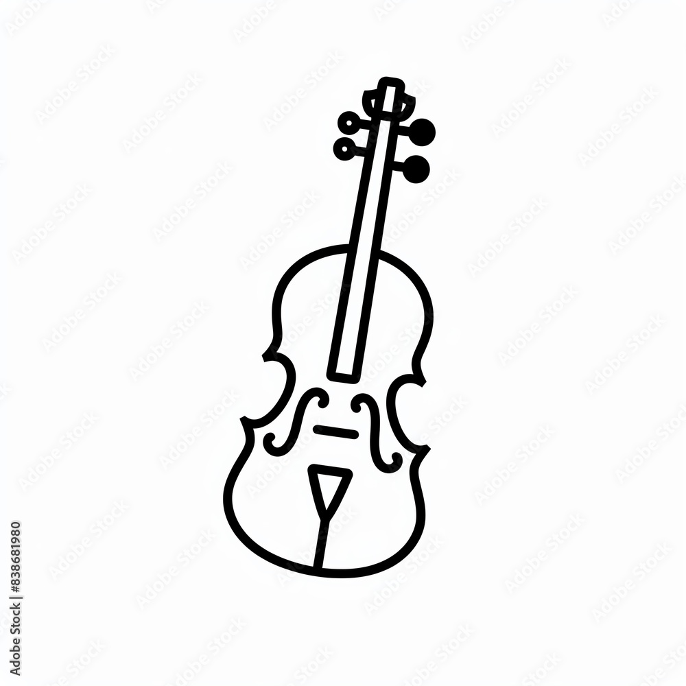 Fototapeta premium Simple black line drawing of a violin.