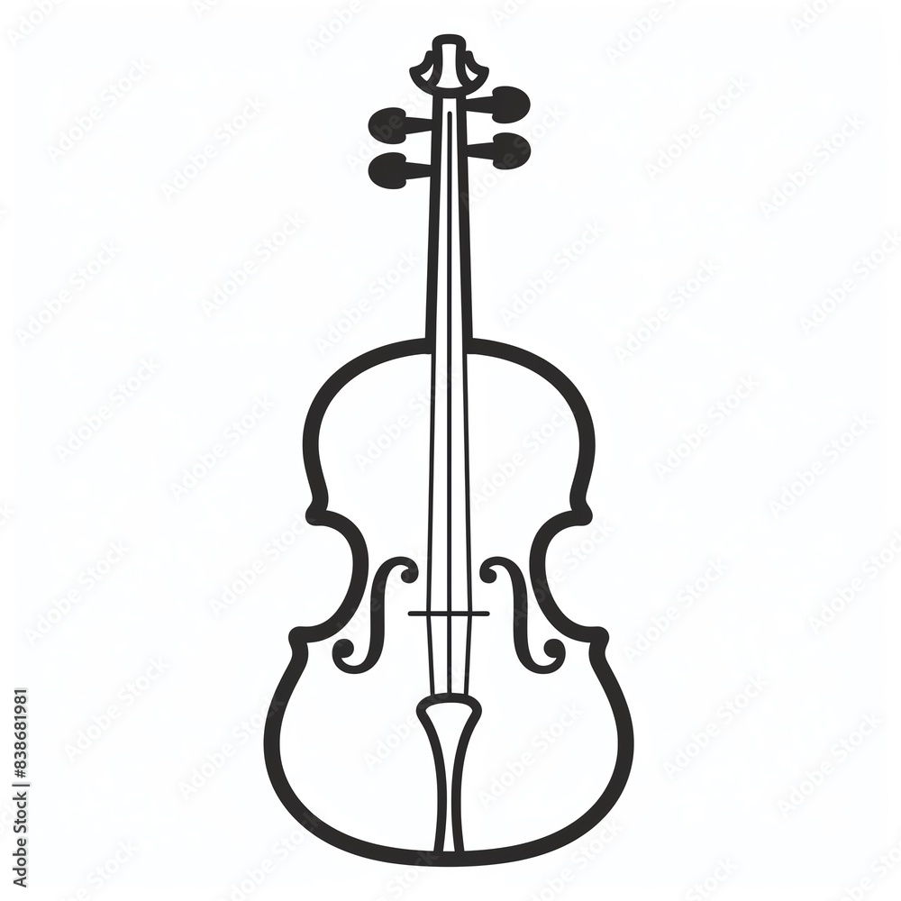 Simple line drawing of a cello, musical instrument. Simple line drawing of a cello, musical instrument.