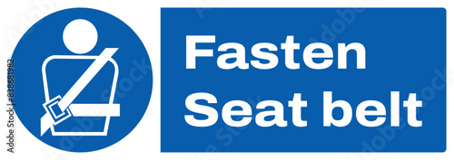 ISO mandatory safety signs_fasten seat belt landscape size 1/2 a4,a3,a2,a1