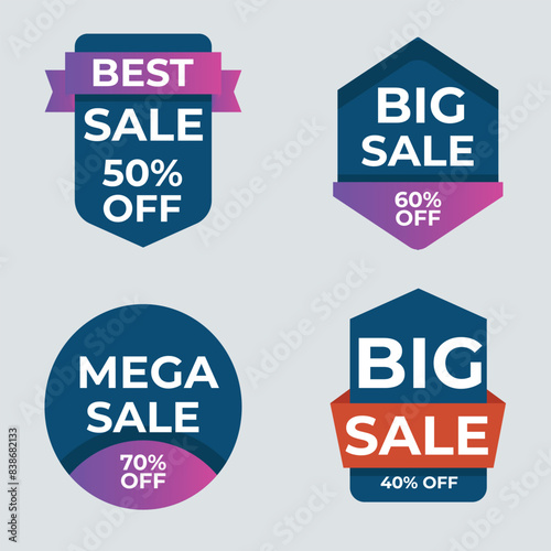 Realistic red price tags collection. Special offer or shopping discount label. Retail paper sticker. Promotional sale badge with text. Vector illustration.