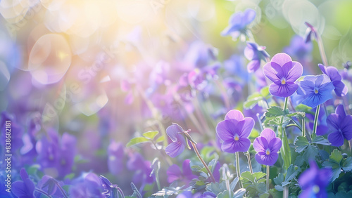 sweet violet flowers flowers in the garden with bokeh background © CNISAK