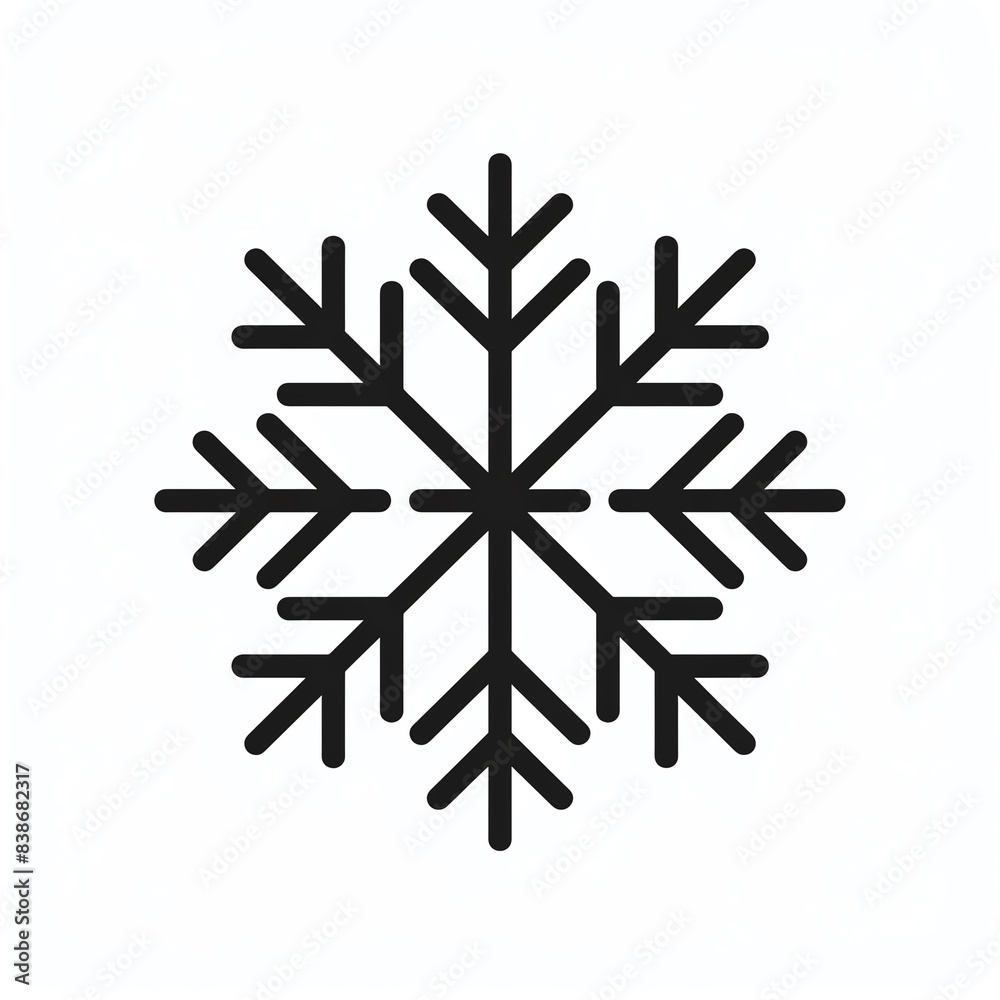 Simple black snowflake icon on white background. Simple black snowflake icon on white background.
