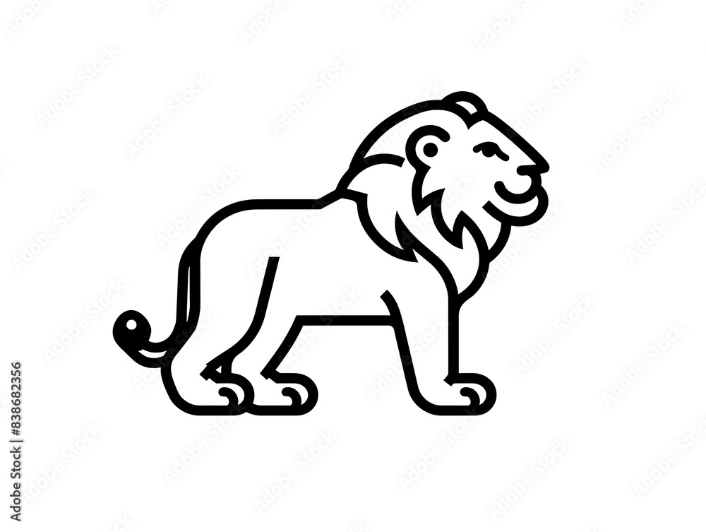 Line art illustration of a lion in profile. Line art illustration of a lion in profile.