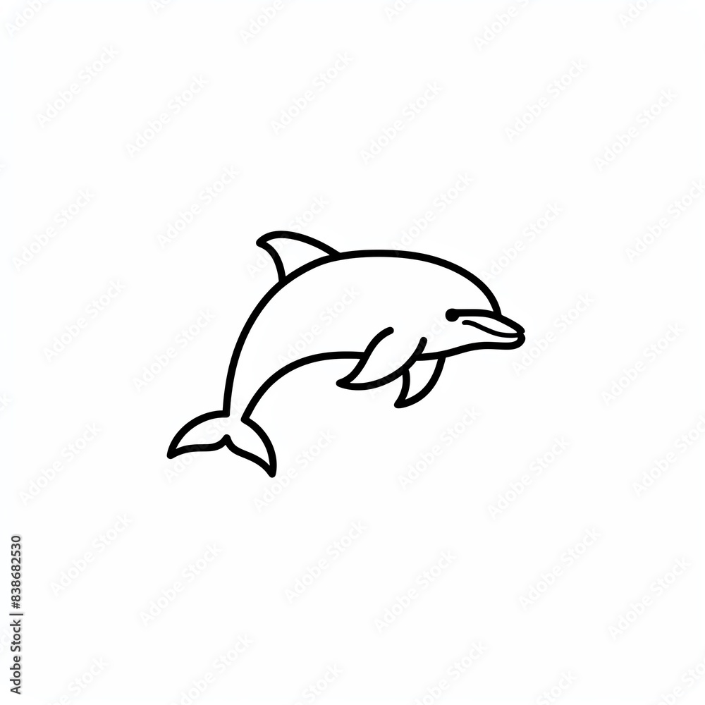 Line art illustration of a dolphin jumping out of the water. Line art illustration of a dolphin jumping out of the water.