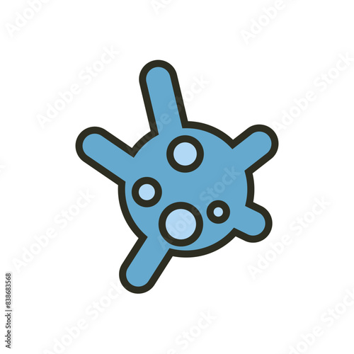 Virus outline filled color icon. Coronavirus infection symbol. Education and science vector illustration image
