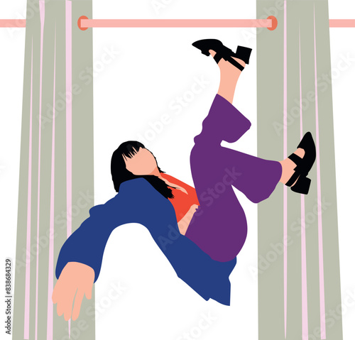 The girl is fell down.