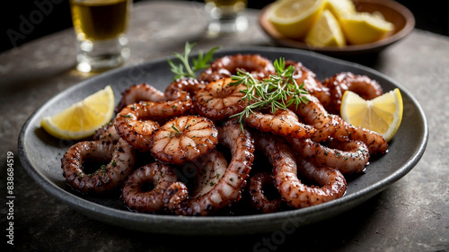 Grilled Octopus Fresh octopus, olive oil, lemon juice, garlic, oregano, salt, pepper © Kraiwit