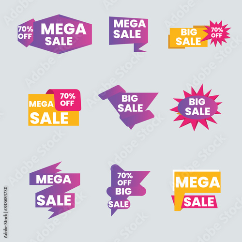 Realistic red price tags collection. Special offer or shopping discount label. Retail paper sticker. Promotional sale badge with text. Vector illustration.