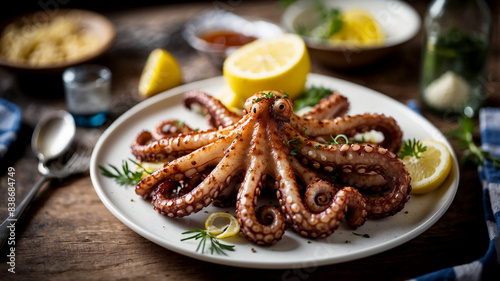 Grilled Octopus Fresh octopus, olive oil, lemon juice, garlic, oregano, salt, pepper