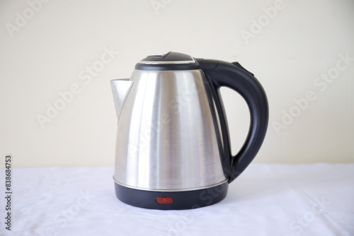 Electric kettle steel material details and close-up. Metal Electric kettle	