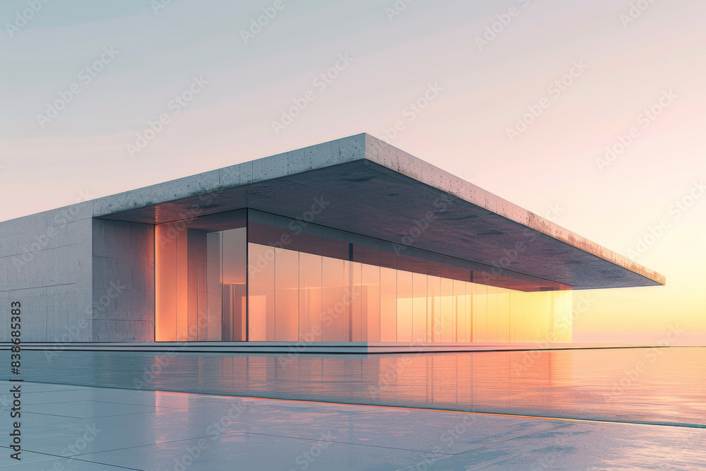 Fototapeta premium Luxury Island Villa With Infinity Pool At Sunset.