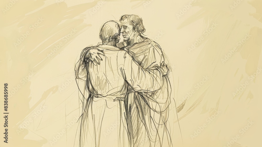 Fototapeta premium Assurance and Virtues: 2 Peter 1 Biblical Illustration with Calling, Prophecy, Faith on Beige Background and Copyspace