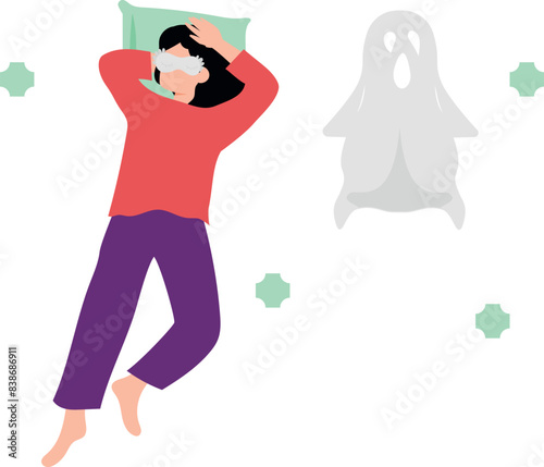 The girl is sleeping wearing an eye mask.
