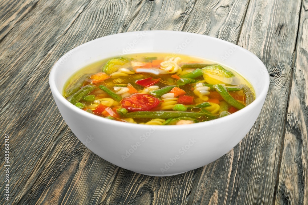 National dish tasty fresh soup in plate National dish tasty fresh soup in plate
