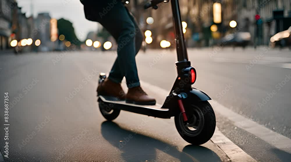 une personne sur son scooter dans les rues d'une ville