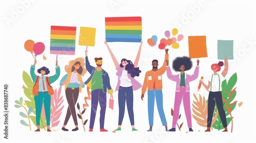 A family with LGBTQ parents and their children at a Pride event, holding signs and showing their support for love and equality