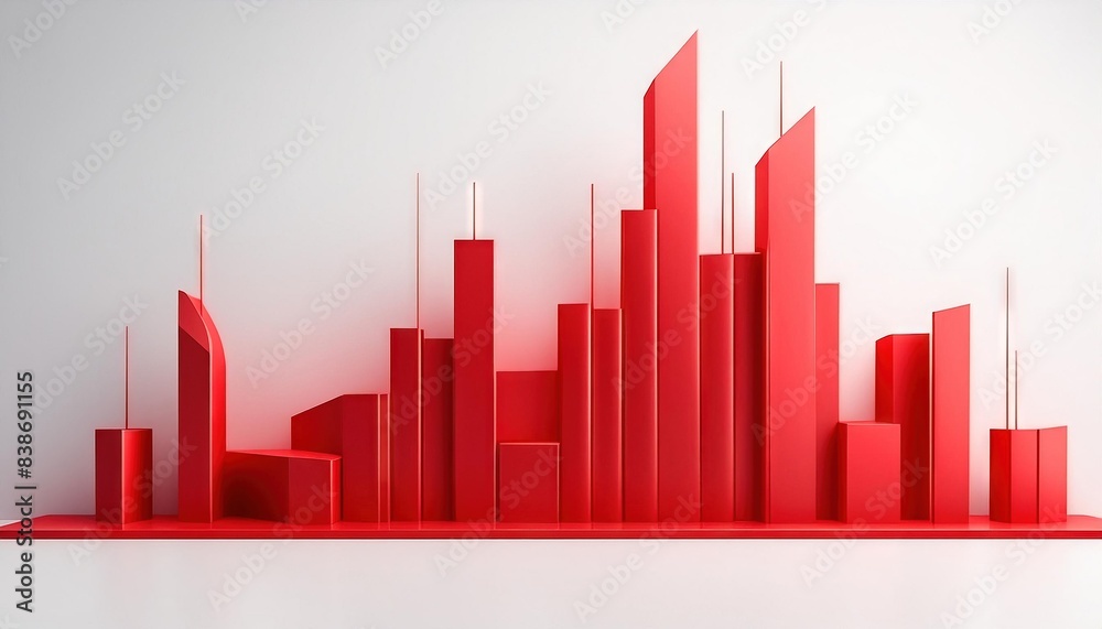 Obraz premium Minimalist Red Cityscape Sculpture Artwork