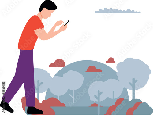 The boy is standing by the direction board.