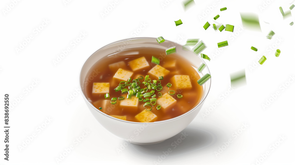 Miso Soup Japanese food on White background Miso Soup Japanese food on White background