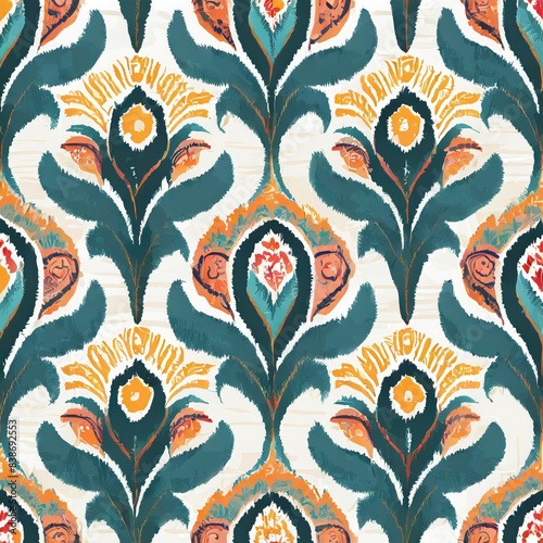 African Ikat paisley seamless pattern. geometric ethnic oriental pattern traditional background. Aztec style