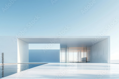 Concrete outdoor square building,Empty architectural background.
