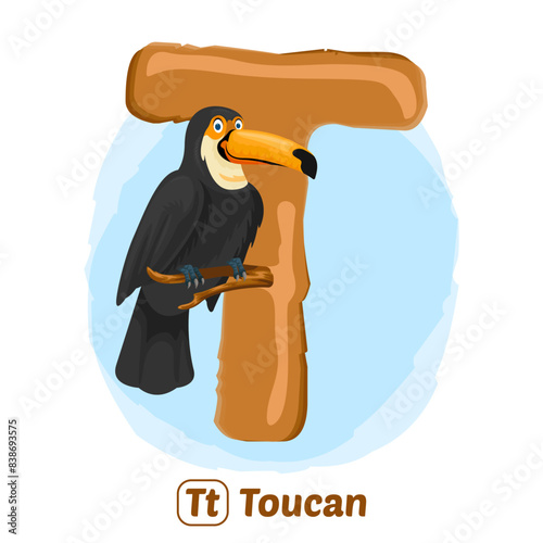 stock vector of T for toucan. alphabet animal for education