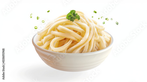 Traditional Udon Noodles Japanese Cuisine on White Background
