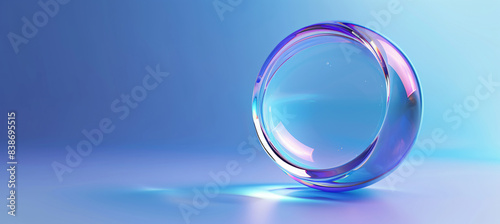 Blue Glass Sphere for Minimalist Background with copy space text for Website © Yuki