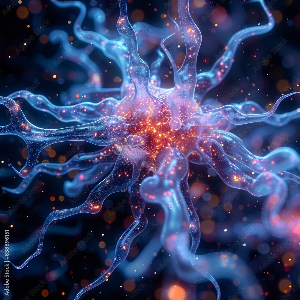 An abstract science background with glowing fiberoptic neural network. An abstract science background with glowing fiberoptic neural network.