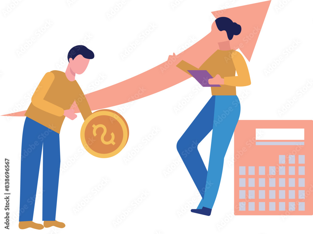 A boy and a girl are talking about financial calculations. A boy and a girl are talking about financial calculations.