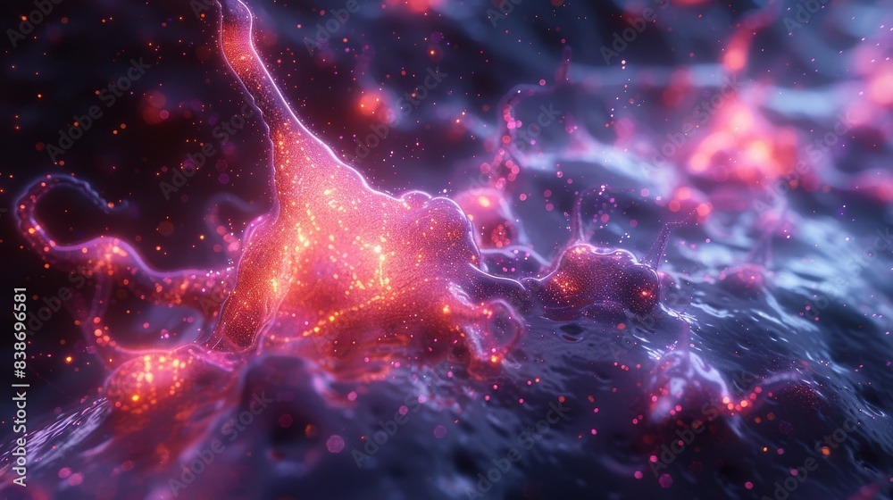 An abstract science background with glowing fiberoptic neural network. An abstract science background with glowing fiberoptic neural network.