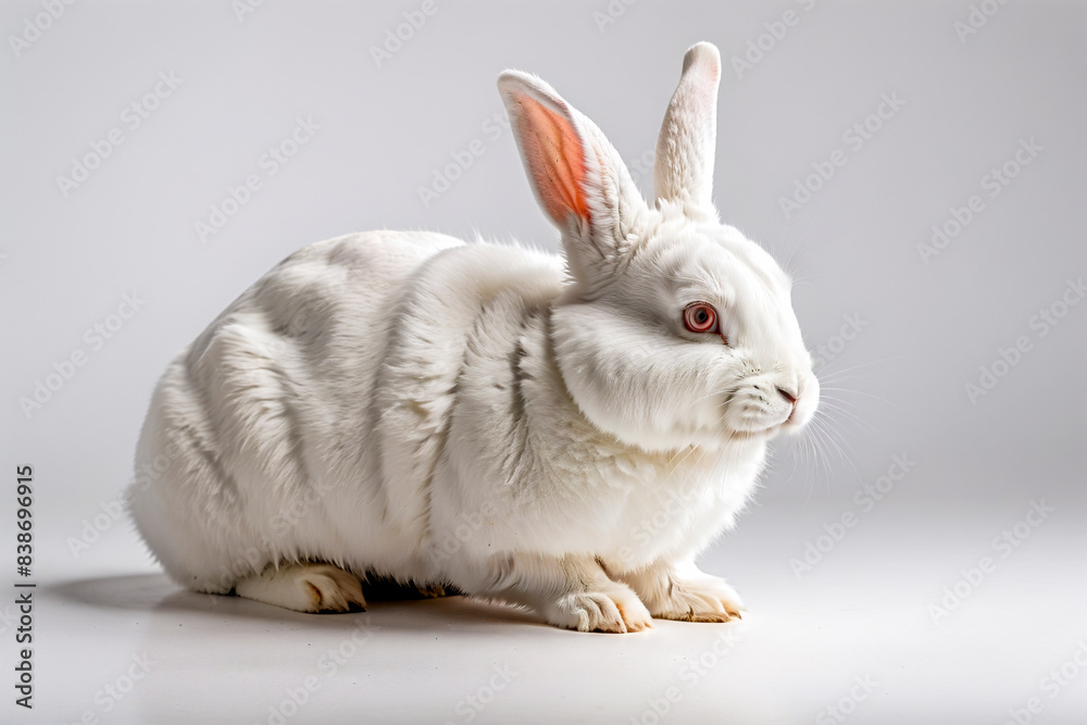 Fototapeta premium isolated photo of white Rabbit on white background , full body photo