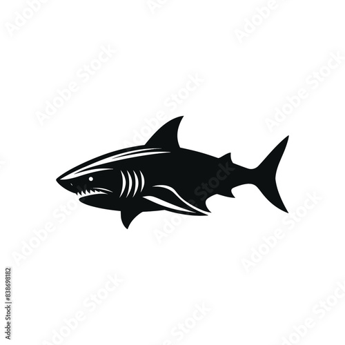 Bold Shark Silhouette Illustration – Ideal for Sports Teams, Logos, and Marketing