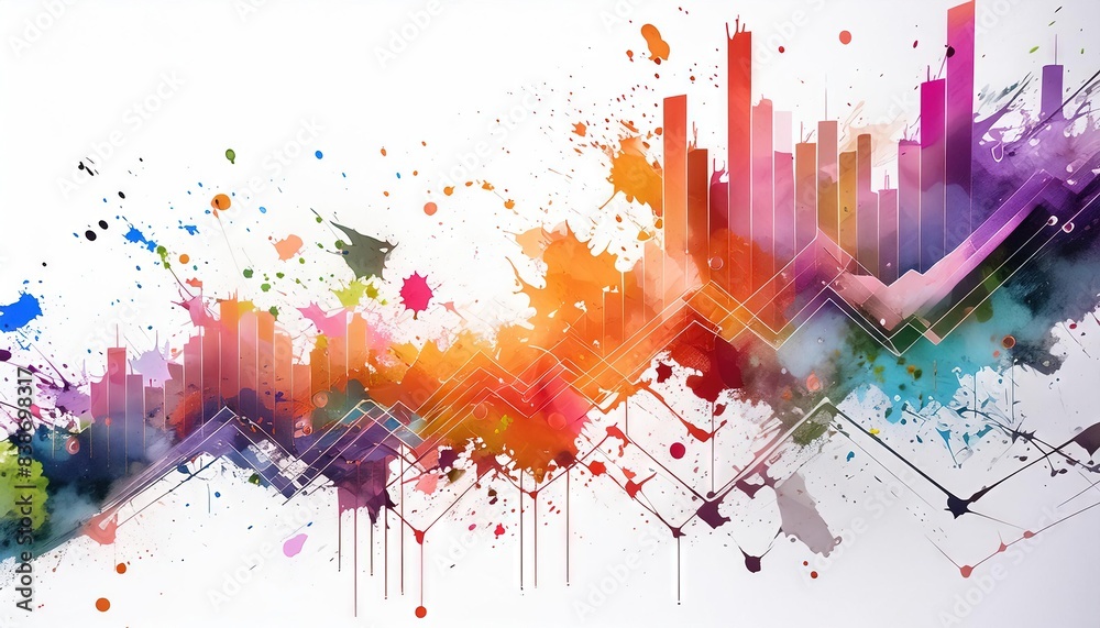 Fototapeta premium Abstract Art with Colorful City Skyline