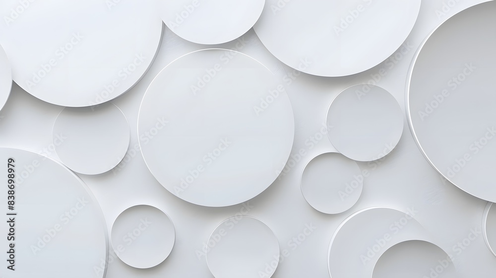3d White Circles Minimalist Background, Futuristic Concept. 3d White Circles Minimalist Background, Futuristic Concept.