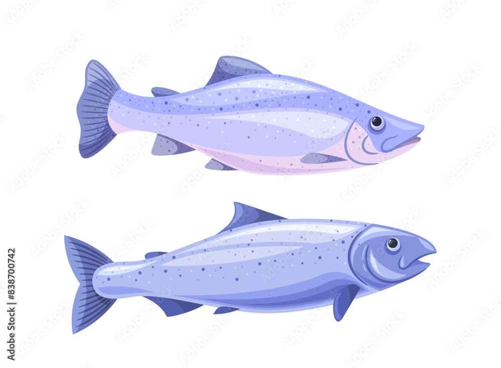 Detailed Two Blue Fishes Isolated On A White Background, Showcasing Marine Life, Cartoon Vector Illustration Detailed Two Blue Fishes Isolated On A White Background, Showcasing Marine Life, Cartoon Vector Illustration