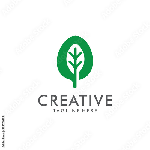 leaf growth logo design tamplate