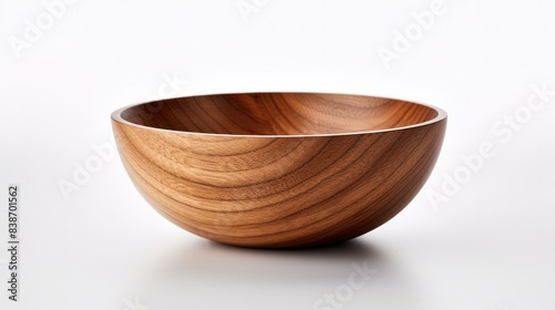 Wooden bowl Isolated on white background 