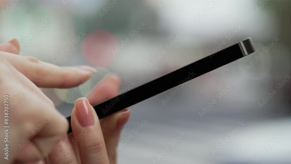 スマートフォンを操作する女性の手元