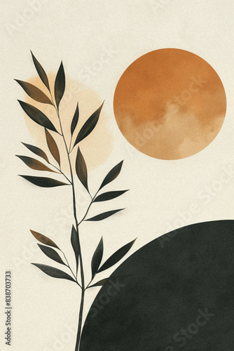 Nature inspired minimalist wall art print, simple and clean poster design