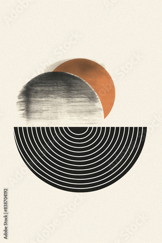 Retro-inspired zen boho abstract geometric design in a muted earthy color palette