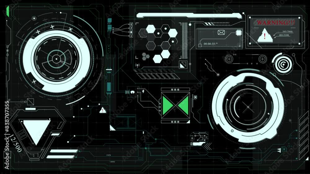 Hud interface panel with complex infographic data and information elements. Abstract and futuristic vfx Hud interface panel with complex infographic data and information elements. Abstract and futuristic vfx