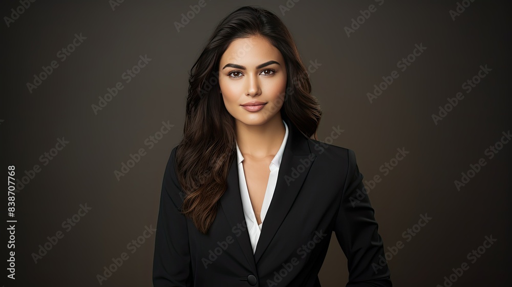 photograph of an inspiring young female lawyer, her aura of success and unwavering commitment to her clients evident in her every expression, set against a minimalist background photograph of an inspiring young female lawyer, her aura of success and unwavering commitment to her clients evident in her every expression, set against a minimalist background